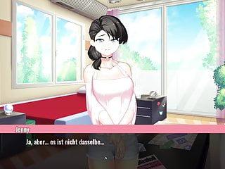 Sie spielt mit ihrem neuen animierten Hengst